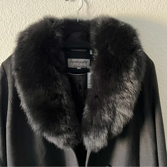 Forecaster Women's Fox-Fur-Collar Maxi Reefer Coat (Black) size 16 luxe wear NWT - Picture 5 of 14